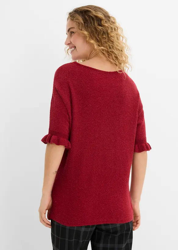 Pullover aus Baumwoll-Mix mit Volant-Ärmeln in rot von hinten (im Anschnitt) - bonprix Pullover aus Baumwoll-Mix mit Volant-Ärmeln in rot von hinten (im Anschnitt) - bonprix
