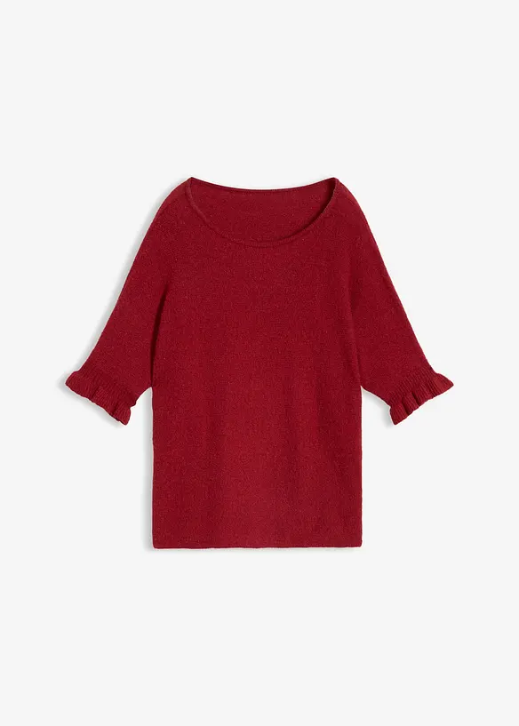 Pullover aus Baumwoll-Mix mit Volant-Ärmeln in rot von vorne - bonprix Pullover aus Baumwoll-Mix mit Volant-Ärmeln in rot von vorne - bonprix