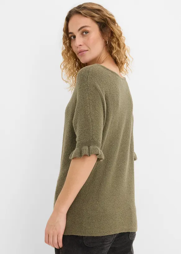 Pullover aus Baumwoll-Mix mit Volant-Ärmeln in grün von hinten (im Anschnitt) - bonprix Pullover aus Baumwoll-Mix mit Volant-Ärmeln in grün von hinten (im Anschnitt) - bonprix