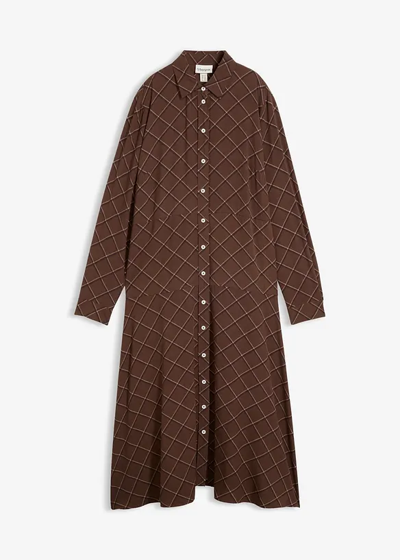 Blusenkleid aus reiner Viskose mit Eingriffstaschen in braun von vorne - bonprix Blusenkleid aus reiner Viskose mit Eingriffstaschen in braun von vorne - bonprix