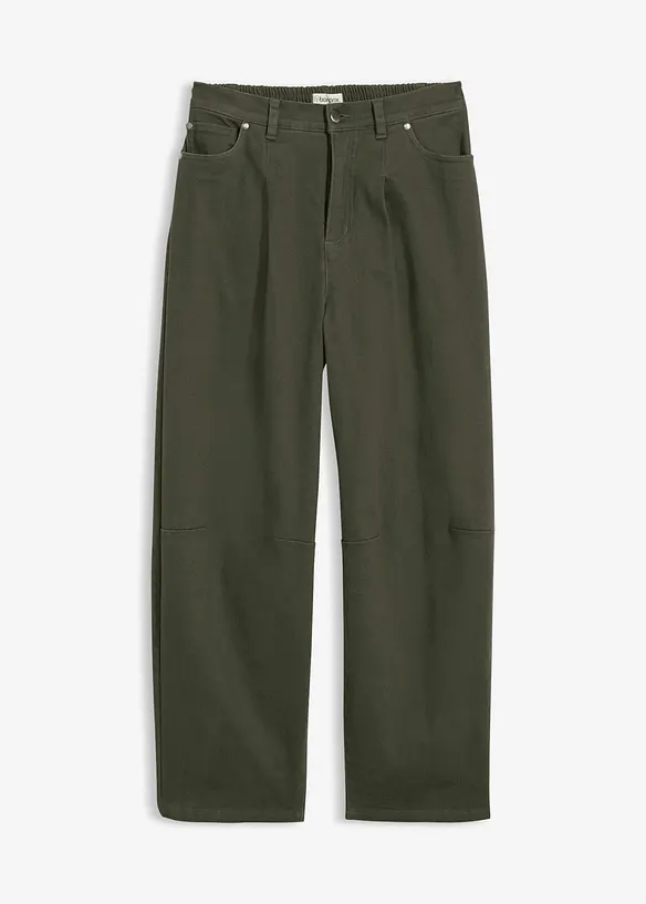 Twillhose in Barrelform mit Bequembund aus Baumwolle in grün von vorne - bonprix