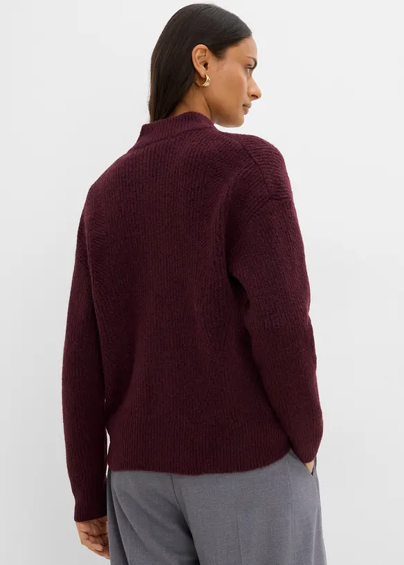 Strickjacke mit Reißverschluss aus weichem Woll-Mix in rot von hinten (im Anschnitt) - bonprix Strickjacke mit Reißverschluss aus weichem Woll-Mix in rot von hinten (im Anschnitt) - bonprix