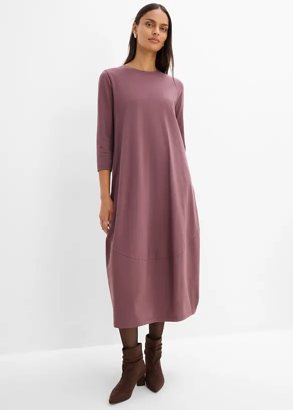 Shirtkleid aus elastischem Baumwoll-Mix in lila von vorne (Totalaufnahme) - bonprix Shirtkleid aus elastischem Baumwoll-Mix in lila von vorne (Totalaufnahme) - bonprix