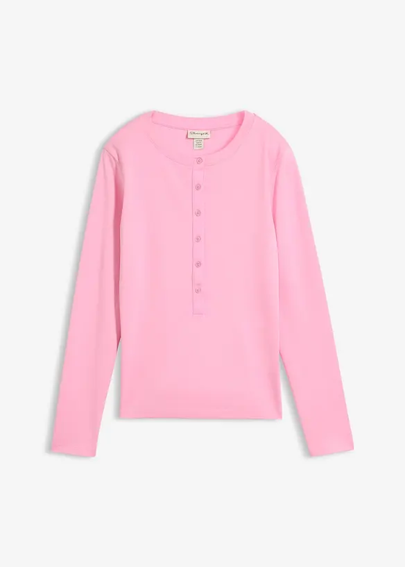Langarmshirt aus schwerer Bio-Baumwolle in rosa von vorne - bonprix