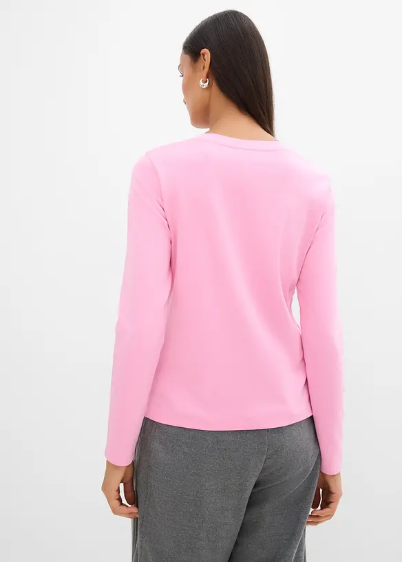 Langarmshirt aus schwerer Bio-Baumwolle in rosa von hinten (im Anschnitt) - bonprix