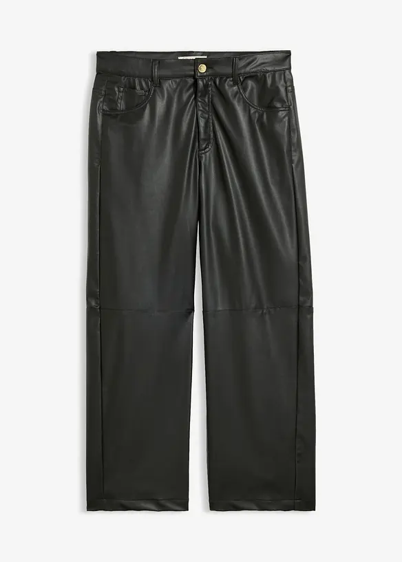 Lederimitat-Hose in Barrelform in schwarz von vorne - bonprix