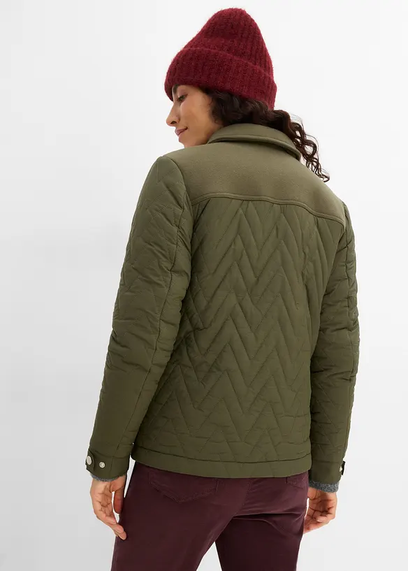 Steppjacke mit Materialmix Wollimitat in grün von hinten (im Anschnitt) - bonprix