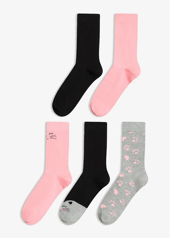Socken mit Bio-Baumwolle (5er Pack) in schwarz von vorne - bonprix