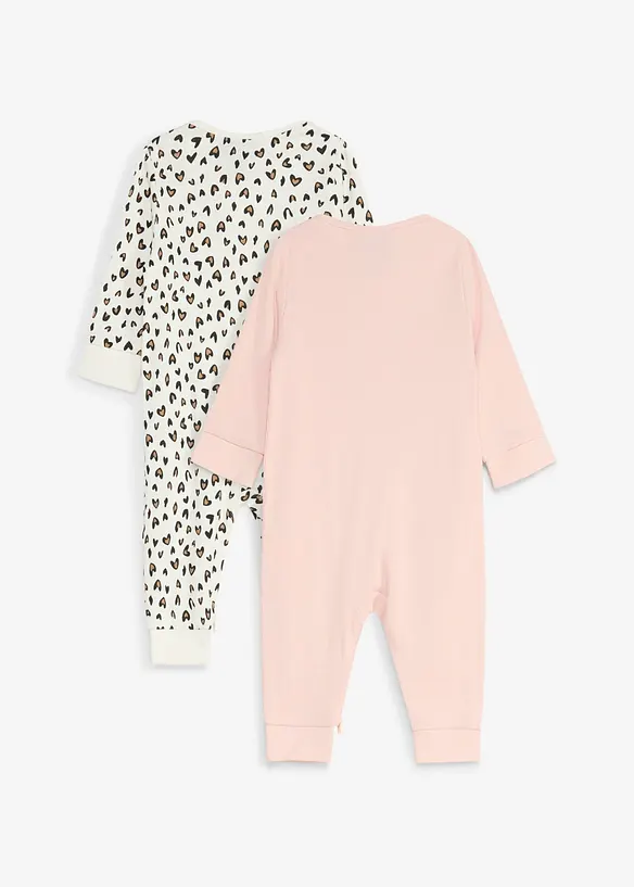 Weiche Baby Schlafoveralls aus reiner Bio-Baumwolle (2er Pack) in rosa von hinten - bonprix