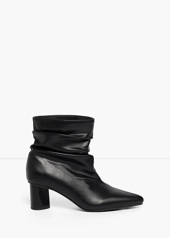 Stiefeletten mit Raffung in schwarz - bonprix