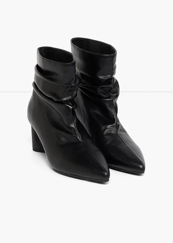 Stiefeletten mit Raffung in schwarz - bonprix