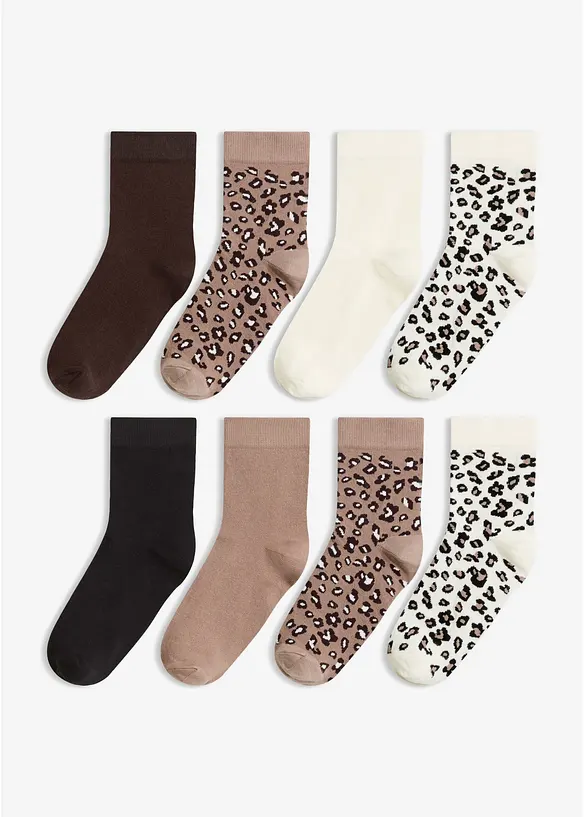 Socken mit Bio-Baumwolle (8er Pack) in braun von vorne - bonprix