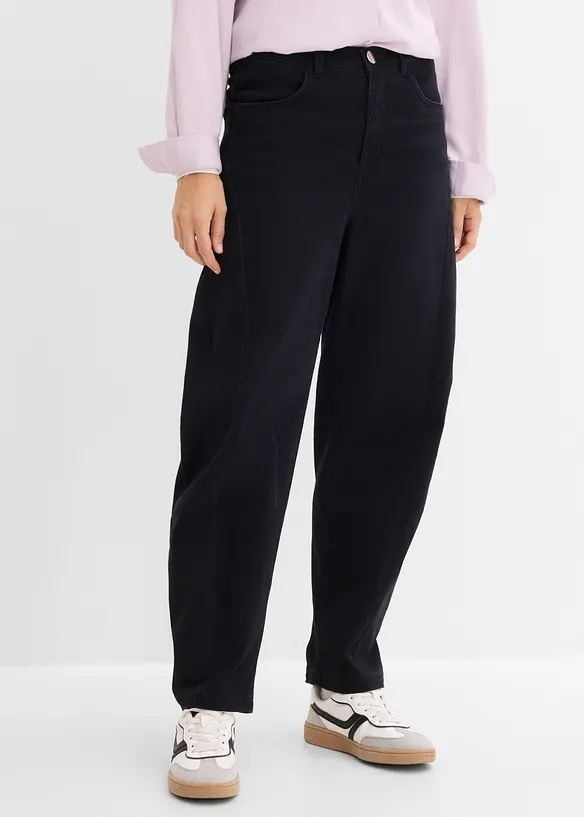 Barrel-Twillhose aus Baumwoll-Mix in schwarz von vorne - bonprix Barrel-Twillhose aus Baumwoll-Mix in schwarz von vorne - bonprix