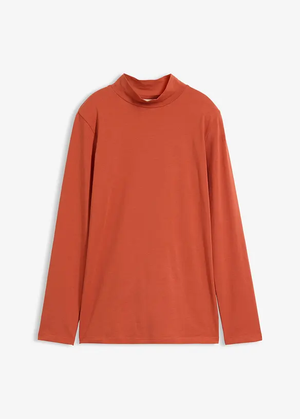 Figurbetontes Langarmshirt in braun von vorne - bonprix