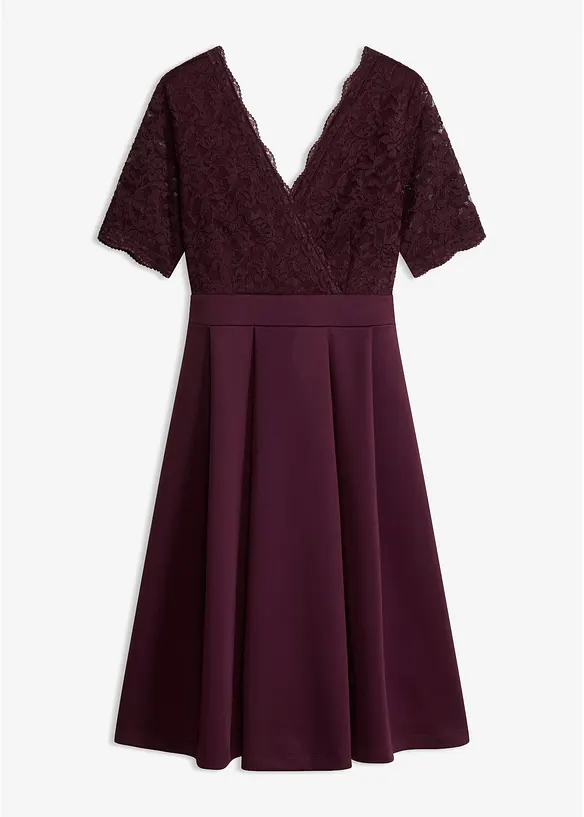Cocktailkleid aus softem Scuba mit Spitze in rot von vorne - bonprix Cocktailkleid aus softem Scuba mit Spitze in rot von vorne - bonprix