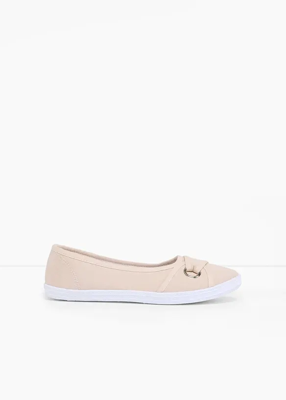 Ballerinas aus Baumwoll-Canvas in beige - bonprix