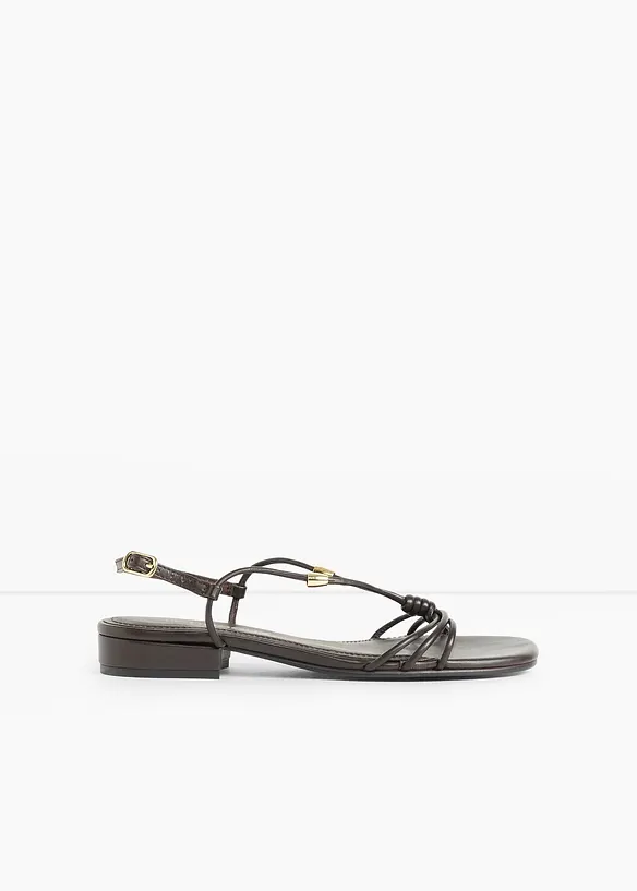 Riemchensandalen mit Metallic-Details in braun - bonprix