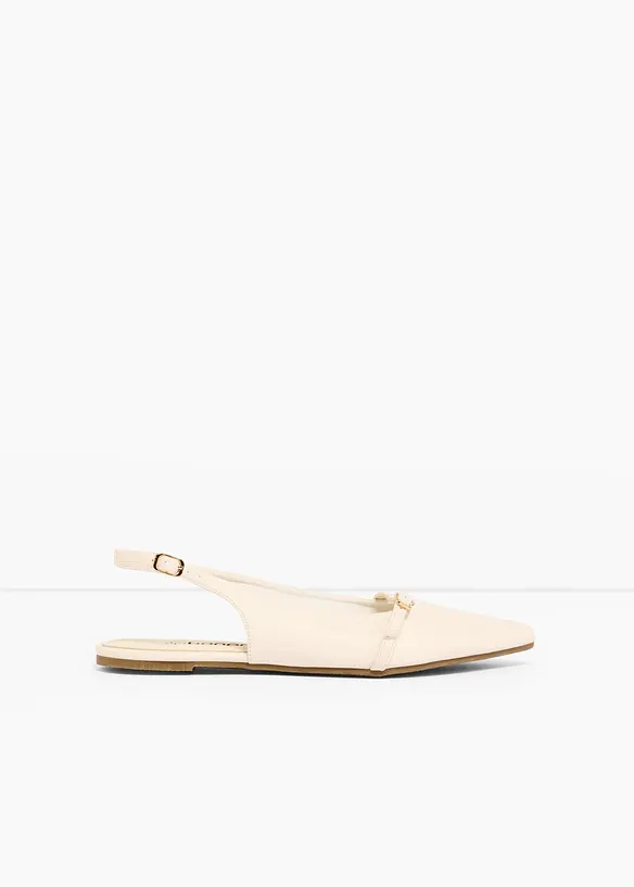 Sling-Ballerinas mit dekorativem Riemen in weiß - bonprix