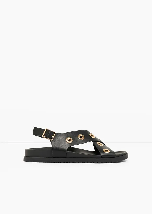 Sandalen mit Ösen in schwarz - bonprix