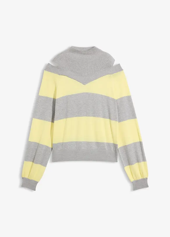 Feinstrickpullover, schulterfrei in grau von vorne - bonprix Feinstrickpullover, schulterfrei in grau von vorne - bonprix