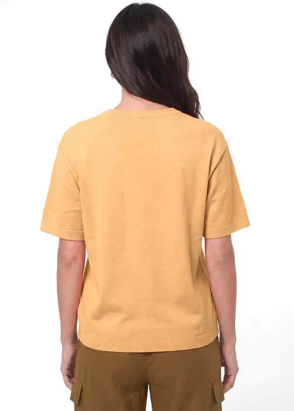 Feinstrickpullover aus reiner Bio-Baumwolle in orange von hinten (im Anschnitt) - bonprix