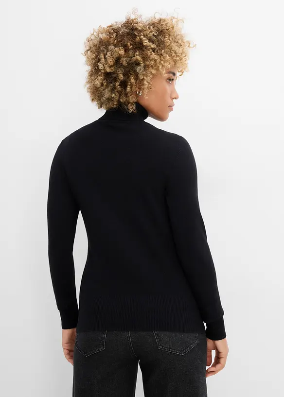 Basic Rollkragenpullover in schwarz von hinten (im Anschnitt) - bonprix Basic Rollkragenpullover in schwarz von hinten (im Anschnitt) - bonprix