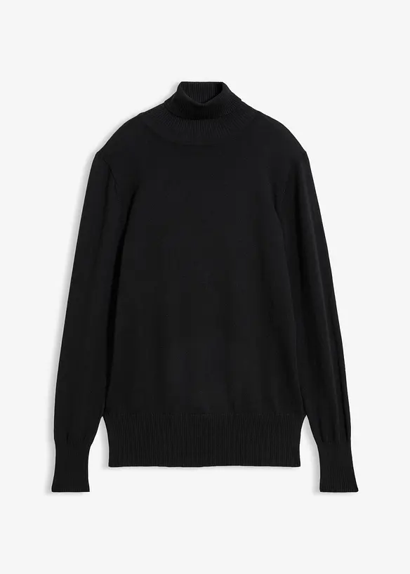 Basic Rollkragenpullover in schwarz von vorne - bonprix Basic Rollkragenpullover in schwarz von vorne - bonprix