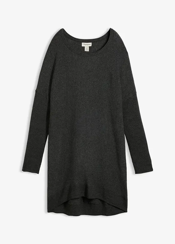 Long-Pullover aus Viskose-Mix in grau von vorne - bonprix