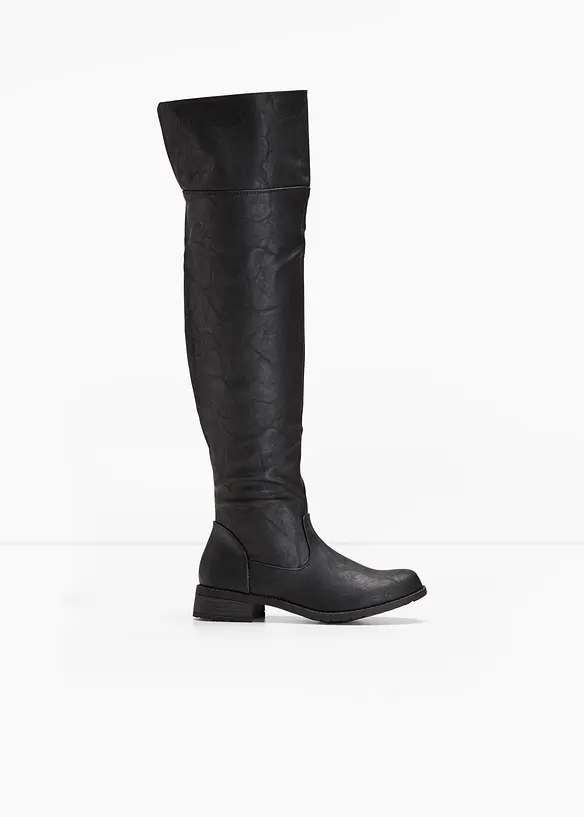 Overknee Stiefel in schwarz von vorne - bonprix