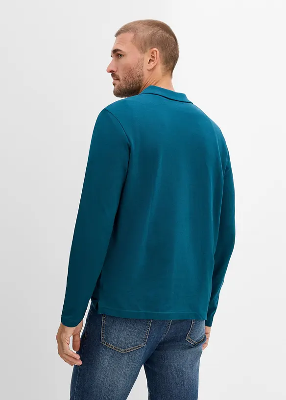 Poloshirt aus robustem Piqué in petrol von hinten (im Anschnitt) - bonprix