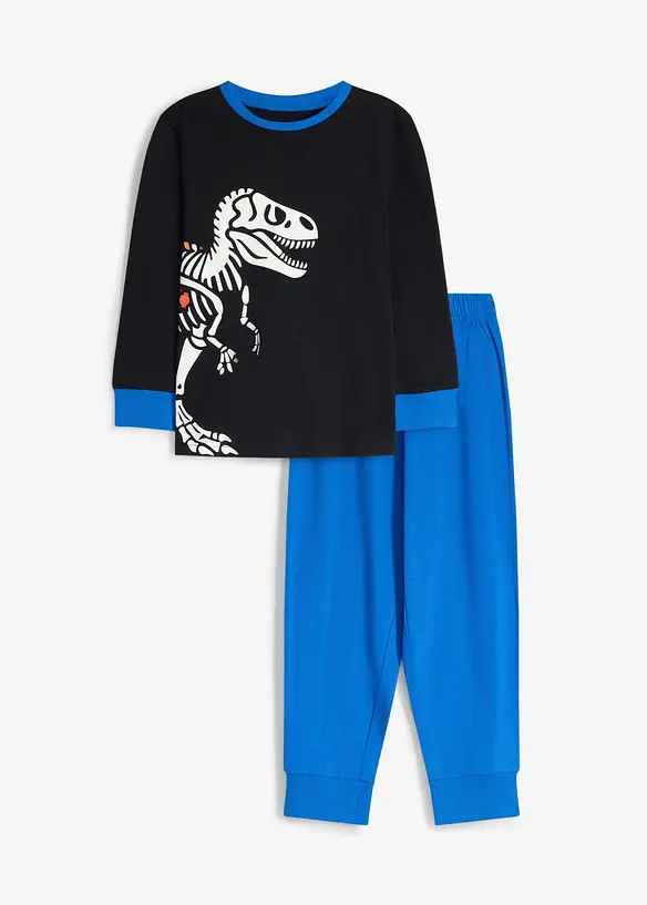 Pyjama aus reiner Bio-Baumwolle in schwarz von vorne - bonprix