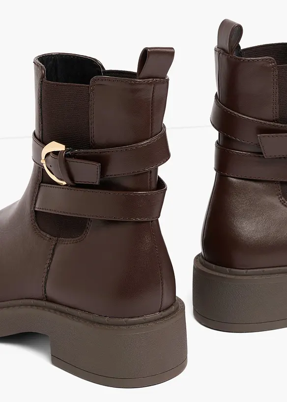 Chelsea-Boots mit Schnalle in braun - bonprix
