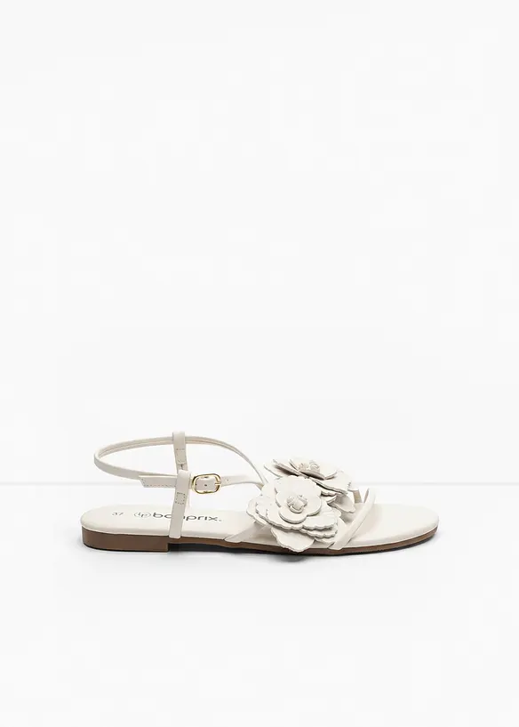 Riemchensandalen mit Blüten in weiß - bonprix