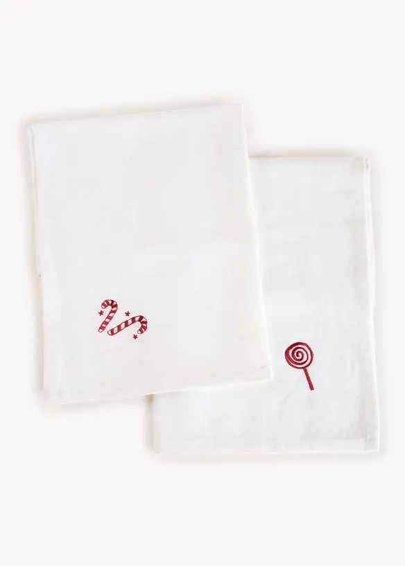 Stoffservietten aus Bio-Baumwolle mit Stickerei (4er Pack) in weiß - bonprix