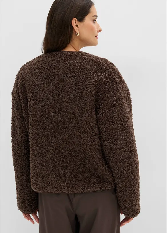 Leicht gefütterte Teddy-Jacke in braun von hinten (im Anschnitt) - bonprix