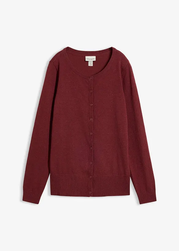 Feinstrickjacke mit recycelter Baumwolle in lila von vorne - bonprix
