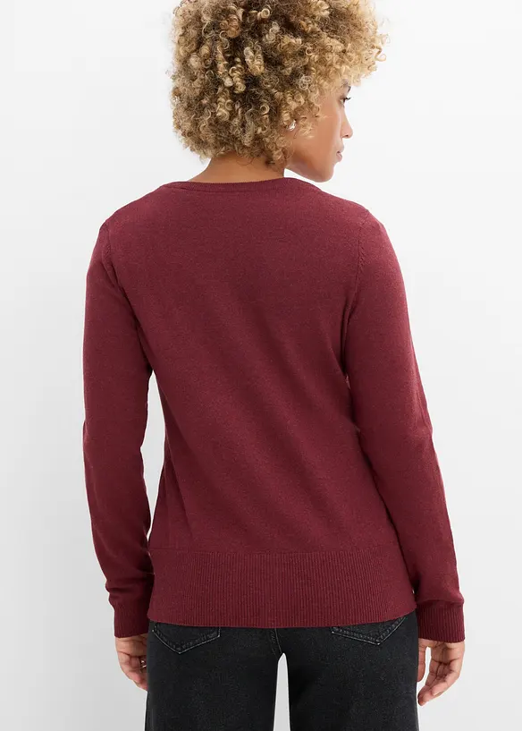 Feinstrickjacke mit recycelter Baumwolle in lila von hinten (im Anschnitt) - bonprix