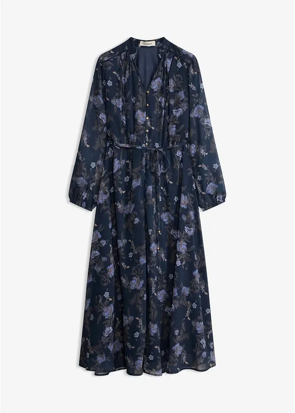 Midi-Chiffonkleid in blau von vorne - bonprix Midi-Chiffonkleid in blau von vorne - bonprix