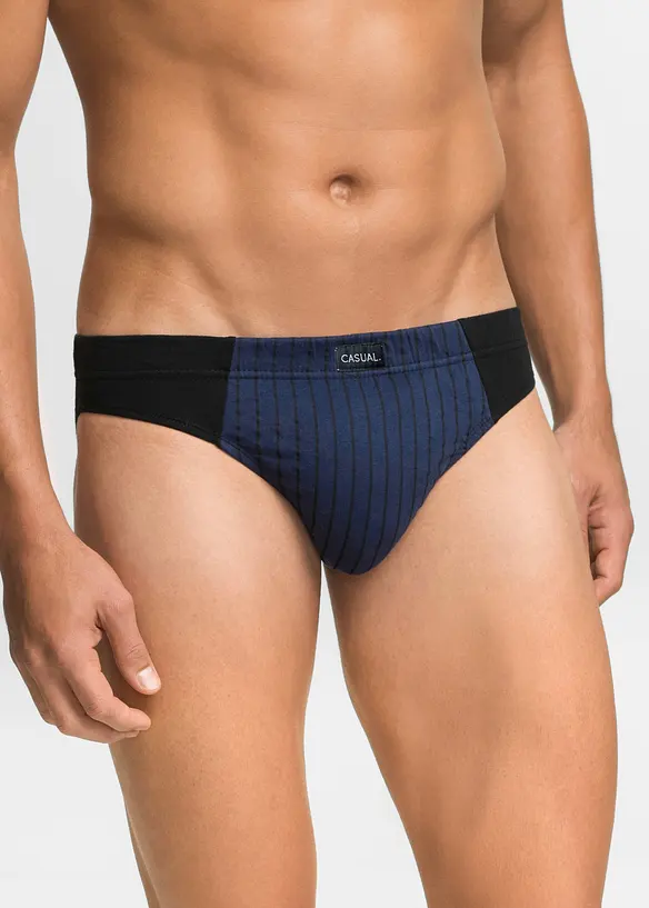 Slip aus weicher Baumwolle (5er Pack) in blau von vorne - bonprix