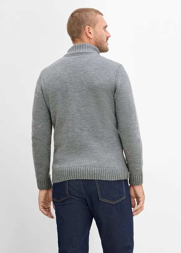 Troyer mit Zopfmuster in grau von hinten (im Anschnitt) - bonprix