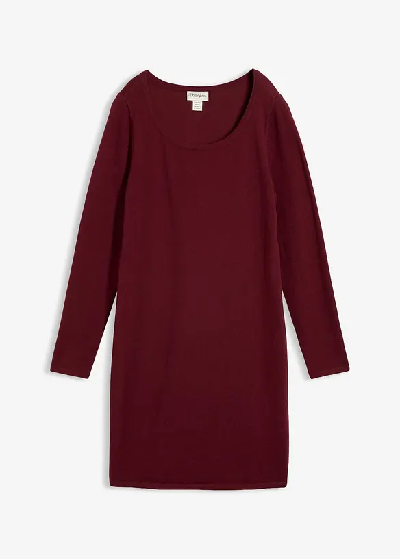 Strickkleid mit legerem Schnitt in rot von vorne - bonprix Strickkleid mit legerem Schnitt in rot von vorne - bonprix