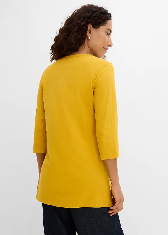 Longshirt aus reiner Baumwolle in gelb von hinten (im Anschnitt) - bonprix