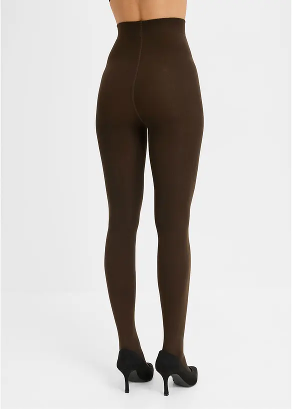 Thermo-Strumpfhose mit softem Fleece 140 DEN in braun von hinten - bonprix