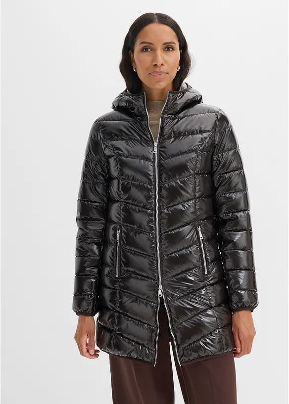 Steppjacke in Metallic-Optik in braun von vorne (im Anschnitt) - bonprix