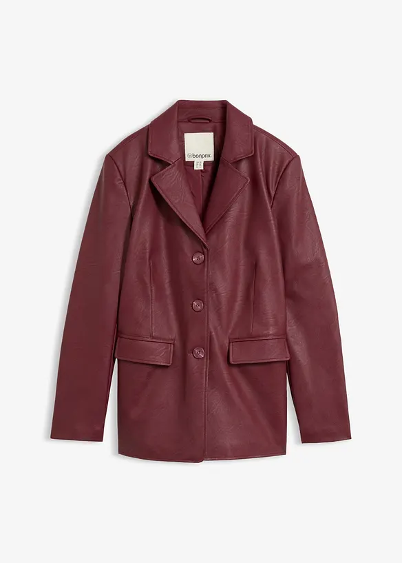 Lederimitat-Longblazer in rot von vorne - bonprix Lederimitat-Longblazer in rot von vorne - bonprix