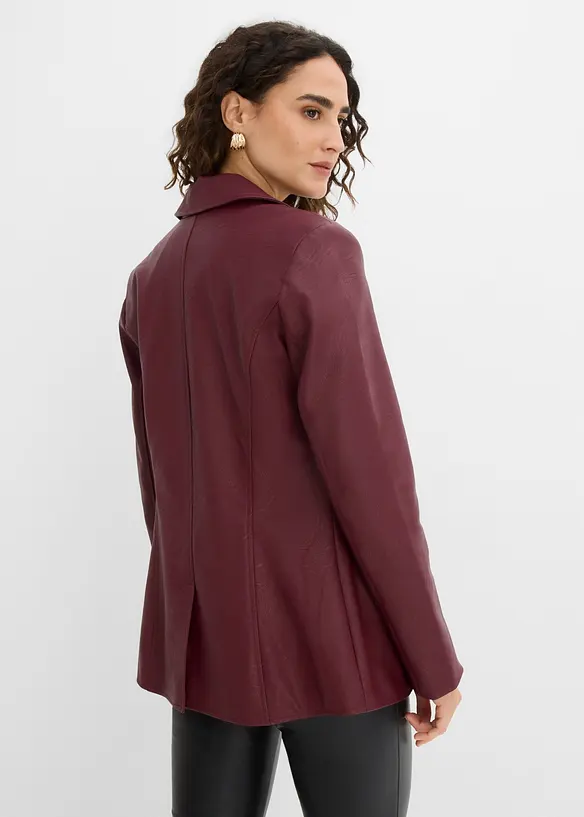 Lederimitat-Longblazer in rot von hinten (im Anschnitt) - bonprix Lederimitat-Longblazer in rot von hinten (im Anschnitt) - bonprix