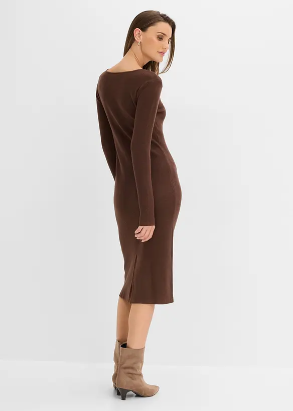 Strickkleid aus Viskose-Mix in braun von hinten (Totalaufnahme) - bonprix Strickkleid aus Viskose-Mix in braun von hinten (Totalaufnahme) - bonprix