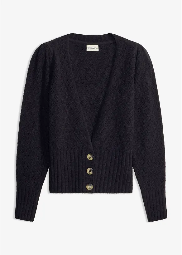 Feinstrickjacke in schwarz von vorne - bonprix