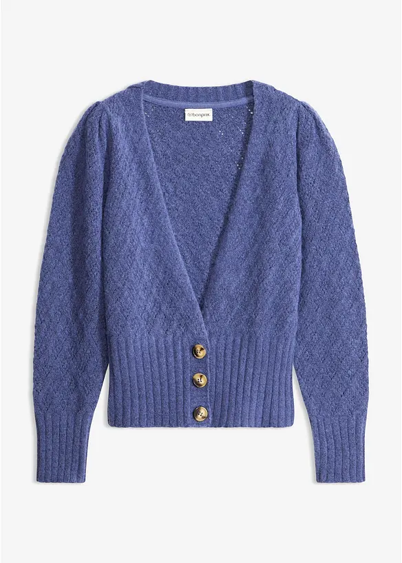 Feinstrickjacke in blau von vorne - bonprix