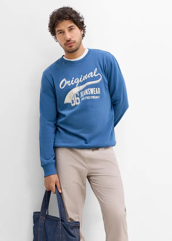 Sweatshirt aus weichem Baumwoll-Mix (2er Pack) in schwarz von vorne (im Anschnitt) - bonprix